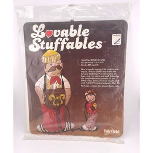 Vintage NEW Loveable Stuffables Organ Grinder‎ And His Monkey 16" Sewing